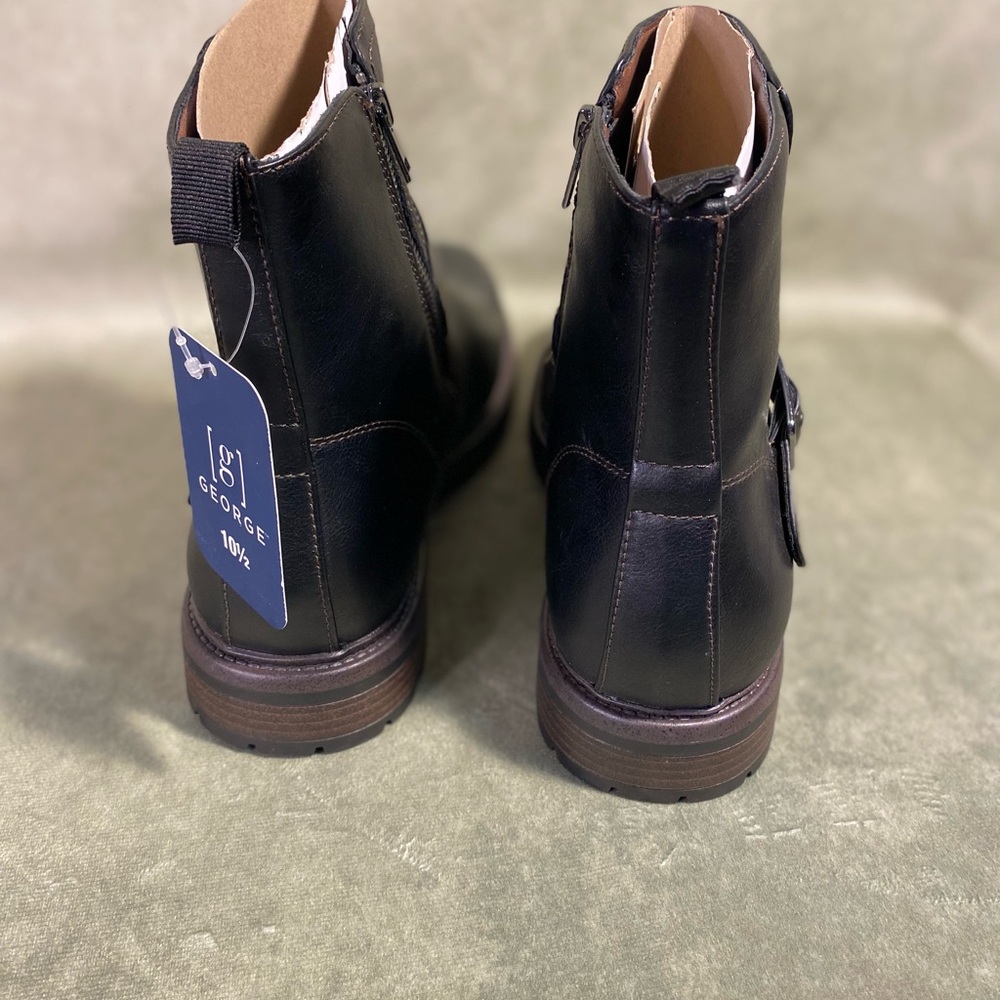George Black Faux Leather Buckle Boots - Picture 5 of 9